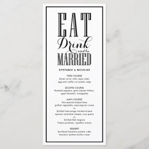 Menu Noir manger, boire et être marié Mariage