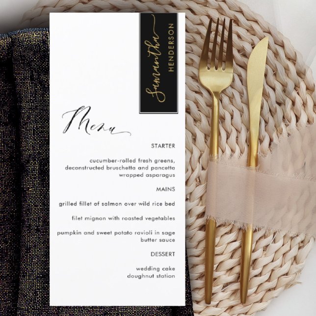 Menu Noir, Or Personnalisé avec nom d'hôte Elegant (Créateur téléchargé)