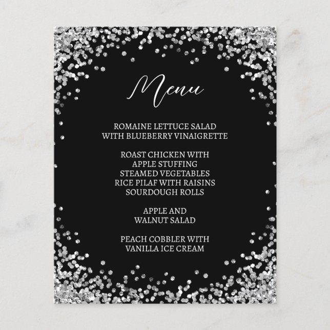 Menu Noir Pailleté Argent Courbé (Devant)