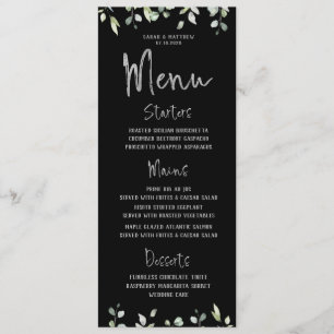 Menu Noir & Silver Calligraphie Mariage vert