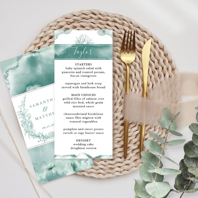 Menu Nom du client, Mariage d'aquarelle Silver Sage (Créateur téléchargé)