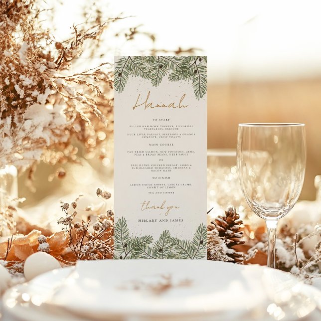 Menu Nom Whimsical Green Pine Cone Mariages (Créateur téléchargé)