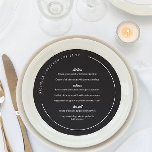 Menu Noms courbes blancs noirs matés ronds