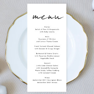 Menu Noms personnalisés modernes Noir Onyx Blanc