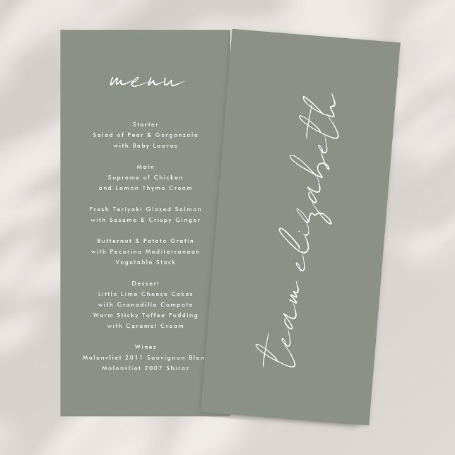 Menu Noms Personnalisés Modernes Sage Vert Blanc Jeux M (Créateur téléchargé)