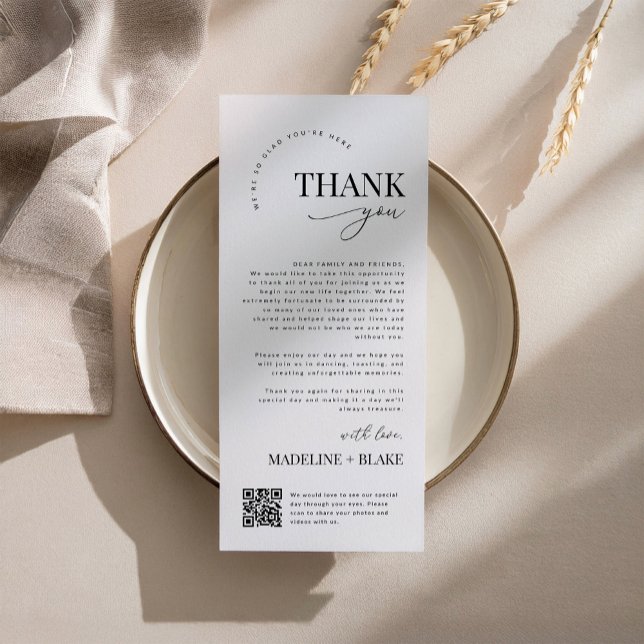 Menu Note de remerciement de mariage MADDIE avec code Q (Créateur téléchargé)