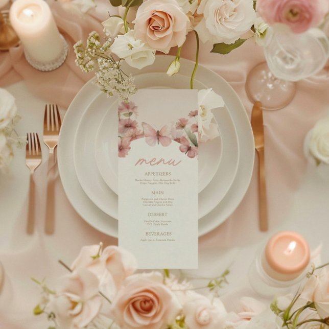 Menu Notre Petit Papillon Rose Girls Anniversaire (Créateur téléchargé)