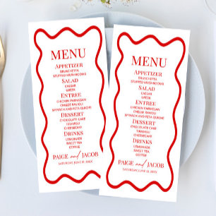 Menu Nourriture de mariage à bordure ondulée élégante r