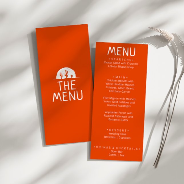 Menu Occidental Brûlé Orange Main tiré Mariage moderne (Créateur téléchargé)