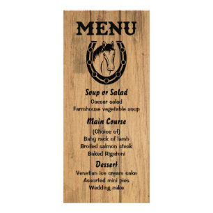 Menu Occidental Horse Mariage campagnard en bois B