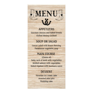 Menu Occidental Mariage campagnard Cowboy Boots Bo