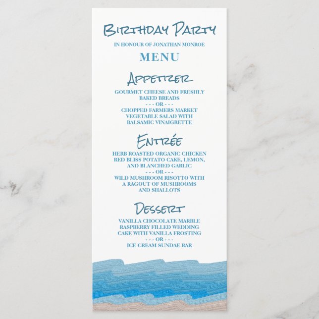 Menu Ocean Beach Anniversaire (Devant)