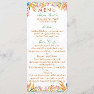 Menu Oiseau du Paradis aquarelle Tropical étendu