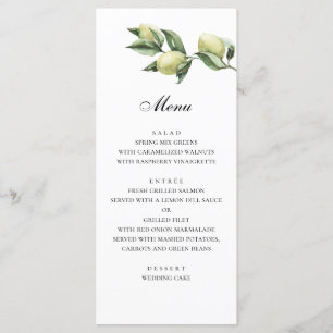 Menu olives. Mariage italien. Menu de dîner vert