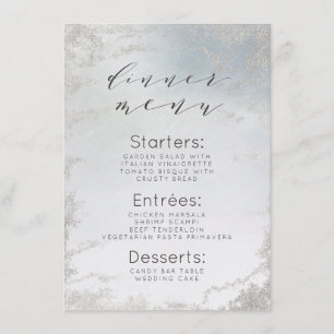 Menu Ombre Dusty Blue Frosted Silver Foil Dîner moderne
