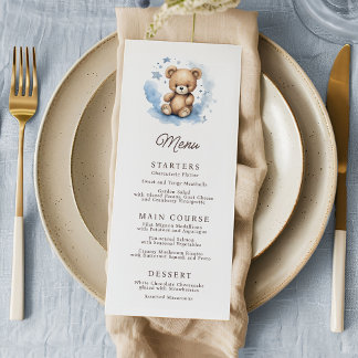 Menu On peut attendre le Baby shower bleu Pastel