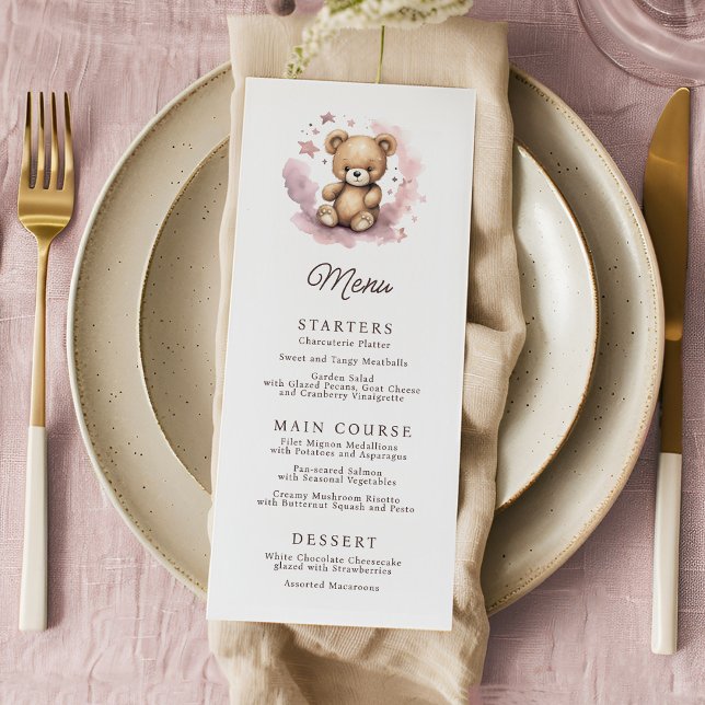 Menu On peut attendre le Baby shower rose Pastel (Créateur téléchargé)