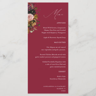 Menu Or Floral 4 Berry Haut en Or Rustique, Violet et R