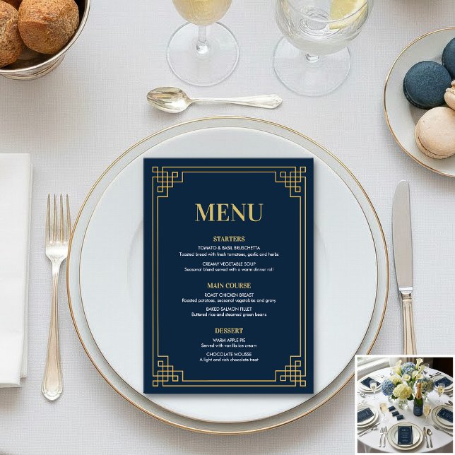 Menu Or Navy Gold Soirée d'anniversaire des 80 ans (SEE FULL SUITE AT BOTTOM)