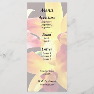 Menu Orchidées jaunes et bordeaux Brassolaeliocattleya