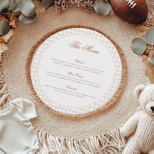 Menu Ours en peluche à carreaux marron neutre Papier po