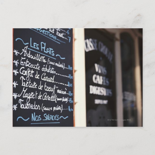 Menu Ouvrir une session à l'extérieur d'un café à  (Devant)