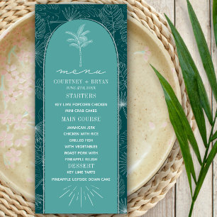 Menu Palm Tree Turquoise Beach Wedding