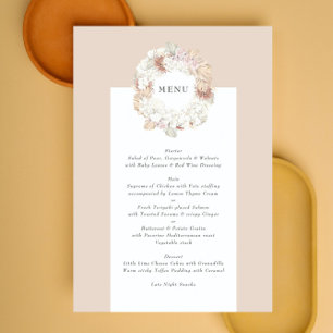 Menu Pampas de charbon Mariage de monogramme de crème d