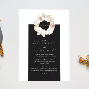 Menu Pampas Wreath Moderne Blanc Élégant Monogramme Sim
