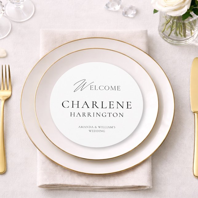 Menu Panneau de mariage rond noir et blanc moderne & Me (Créateur téléchargé)