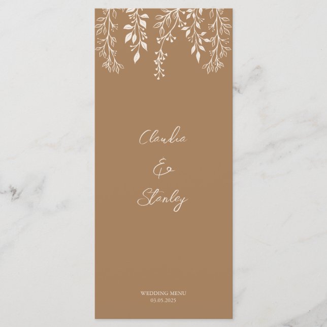 Menu Panser les fleurs Feuillage Chaud Romantique Boho  (Devant)