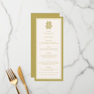 Menu Papier floral coupé Double bonheur Mariage chinois