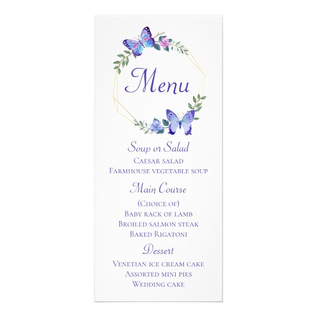 Menu Papillon Marine Blue Floral Wreath Mariage (Devant)
