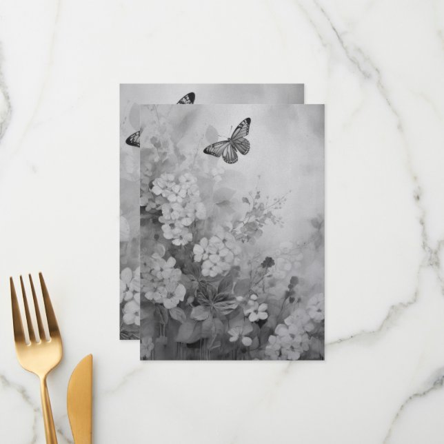 Menu Papillon Noir et Blanc (Devant/Arrière en situation)