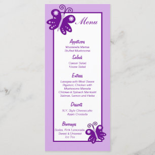 Menu Papillon pourpre de printemps de 25 étiquettes de