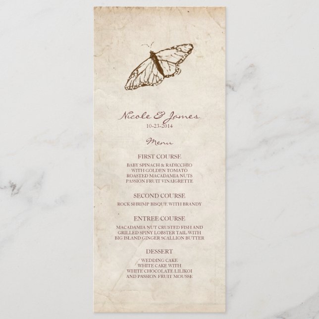 Menu Papillon Vintage (Devant)