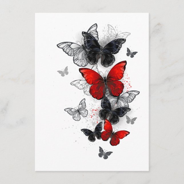 Menu Papillons noirs et rouges volants (Devant)
