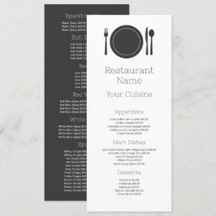 Menu Paramètre de dîner, Restaurant Slimline