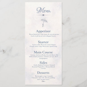 Menu parapluie bleu aquarelle Romance de jour de p