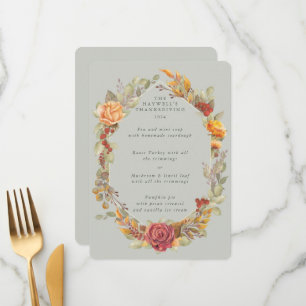 Menu Parcours 3 Plat à cadre floral Thanksgiving