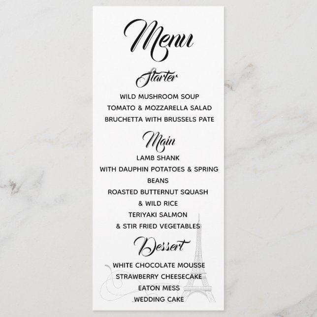 Menu Parisian Doodles (Devant)