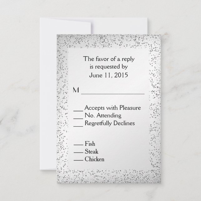 Menu Parties scintillant Argent RSVP (Devant)