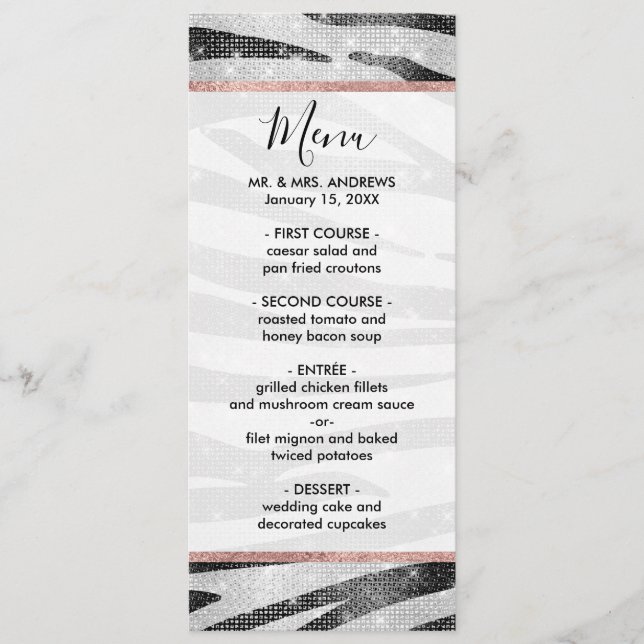 Menu Parties scintillant brillante noire blanche brilla (Devant)