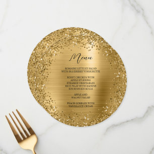 Menu Parties scintillant d'or circulaire et huile
