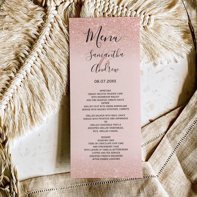 Menu parties scintillant d'or rose bleu rose mariage me (Créateur téléchargé)