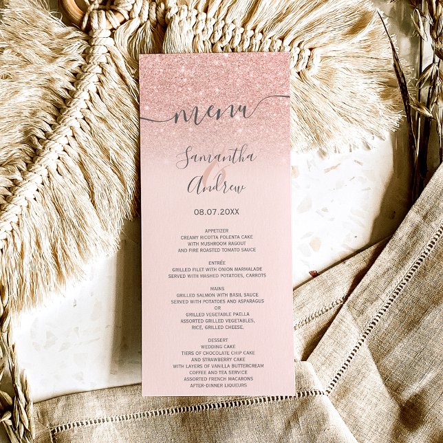 Menu parties scintillant d'or rose bleu rose script men (Créateur téléchargé)