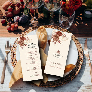 Menu Parties scintillant en or lin aquarelle floral isl