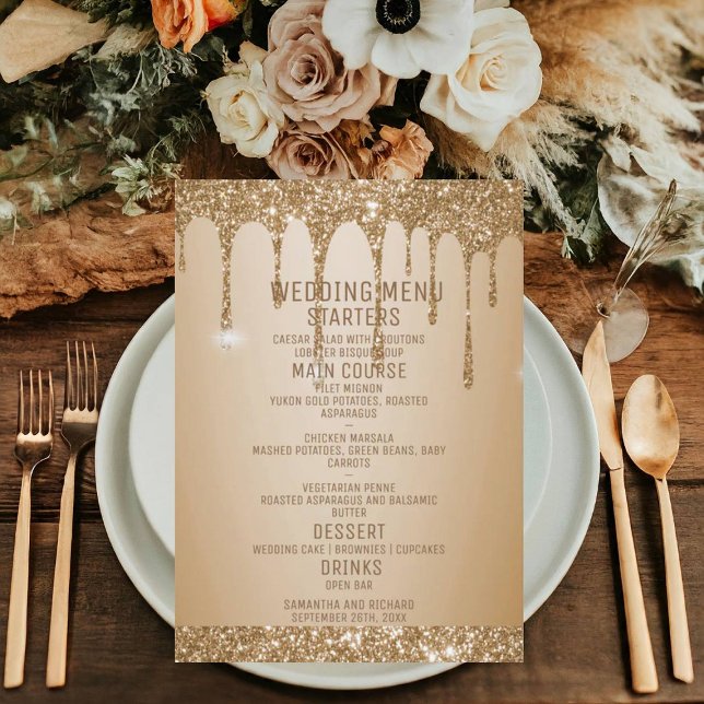Menu Parties scintillant Gold Drives Champagne Beige Ma (Créateur téléchargé)