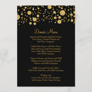 Menu Parties scintillant Gold Leaf Confetti Dot Elégant
