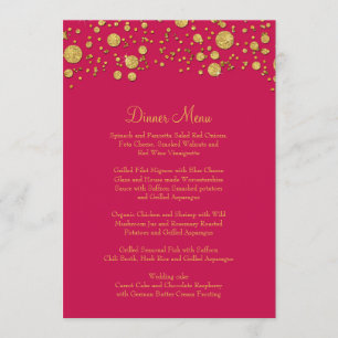 Menu Parties scintillant Gold Leaf Confetti Dot Elégant
